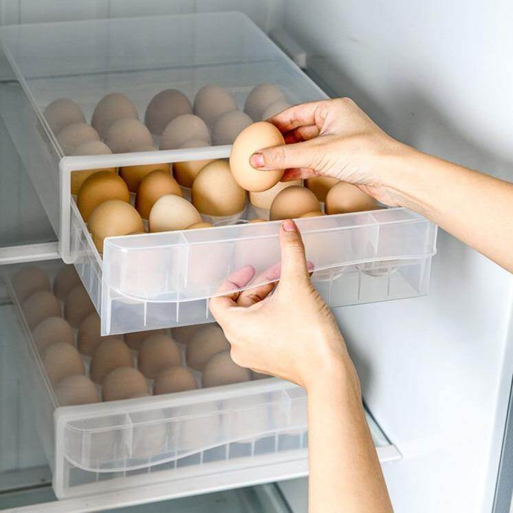 Egg Storage Container Transparent Stackable Double-Layer Drawer