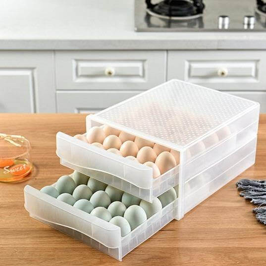 Egg Storage Container Transparent Stackable Double-Layer Drawer