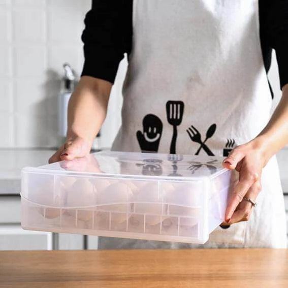 Egg Storage Container Transparent Stackable Double-Layer Drawer