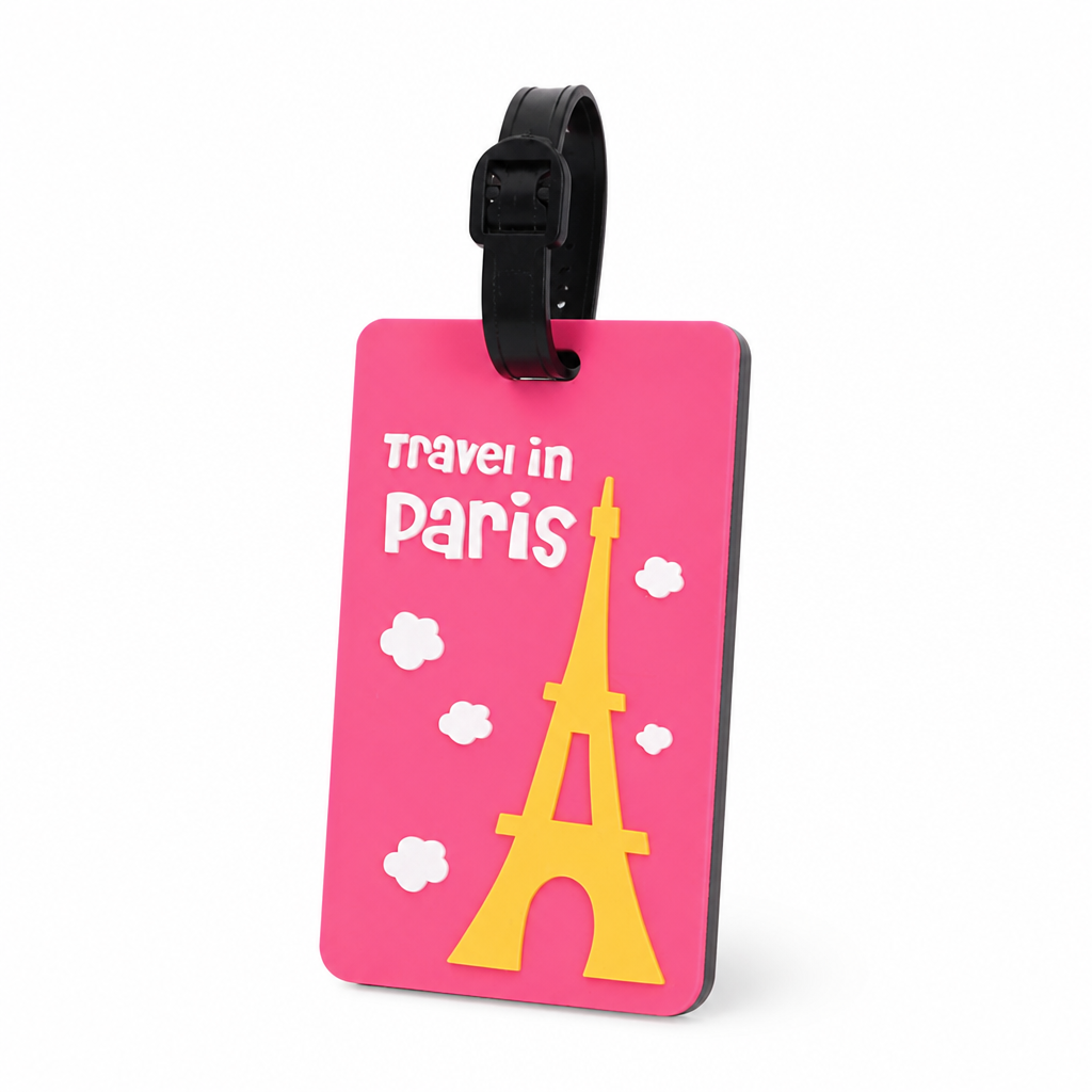 Eiffel Tower Rubber Luggage Tag (Clear ID Window)