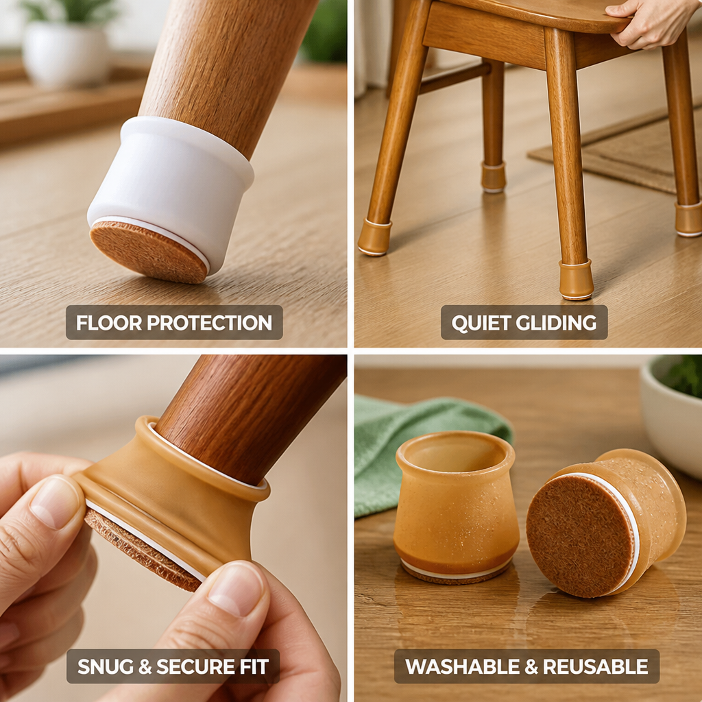 Elastic Silicone Furniture Glides (16-Piece Set)