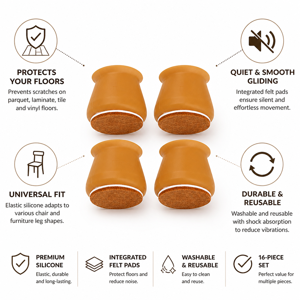 Elastic Silicone Furniture Glides (16-Piece Set)