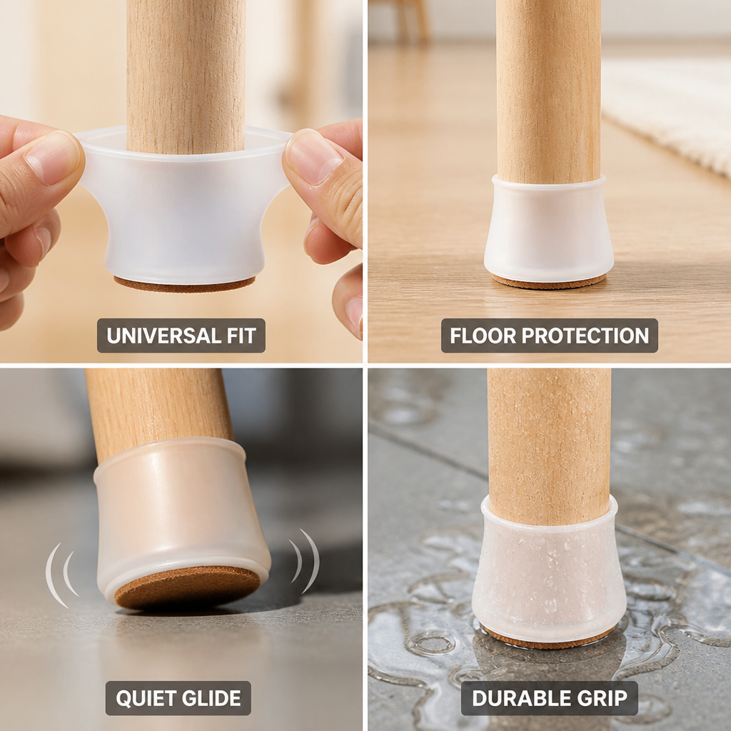 Elastic Silicone Universal Felt-Back Furniture Leg Protectors