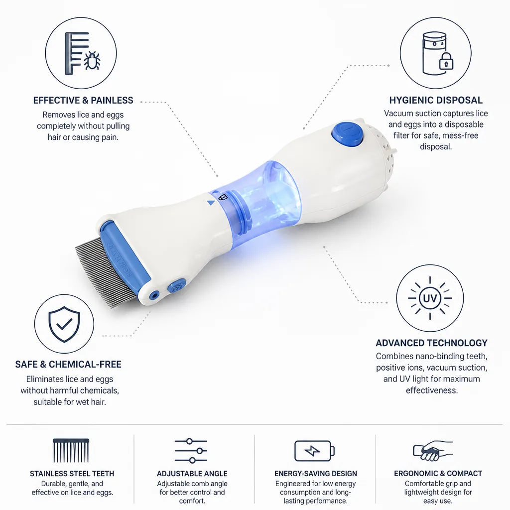 Electric Anti-Lice Comb Vacuum Suction & UV Light