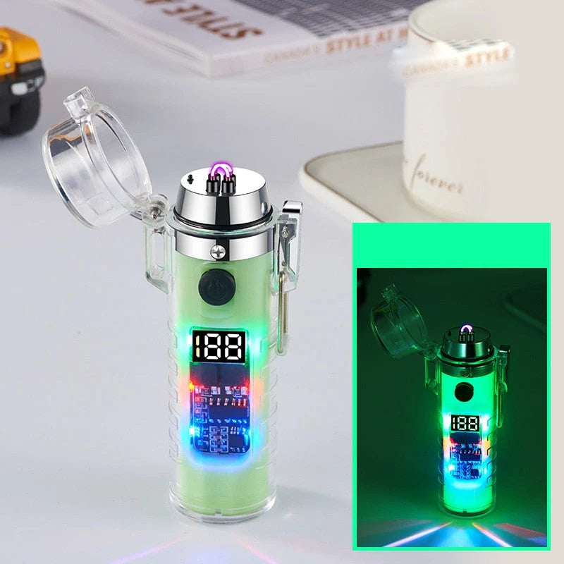 Electric Arc Lighter Windproof Double Arc Built-In Flashlight