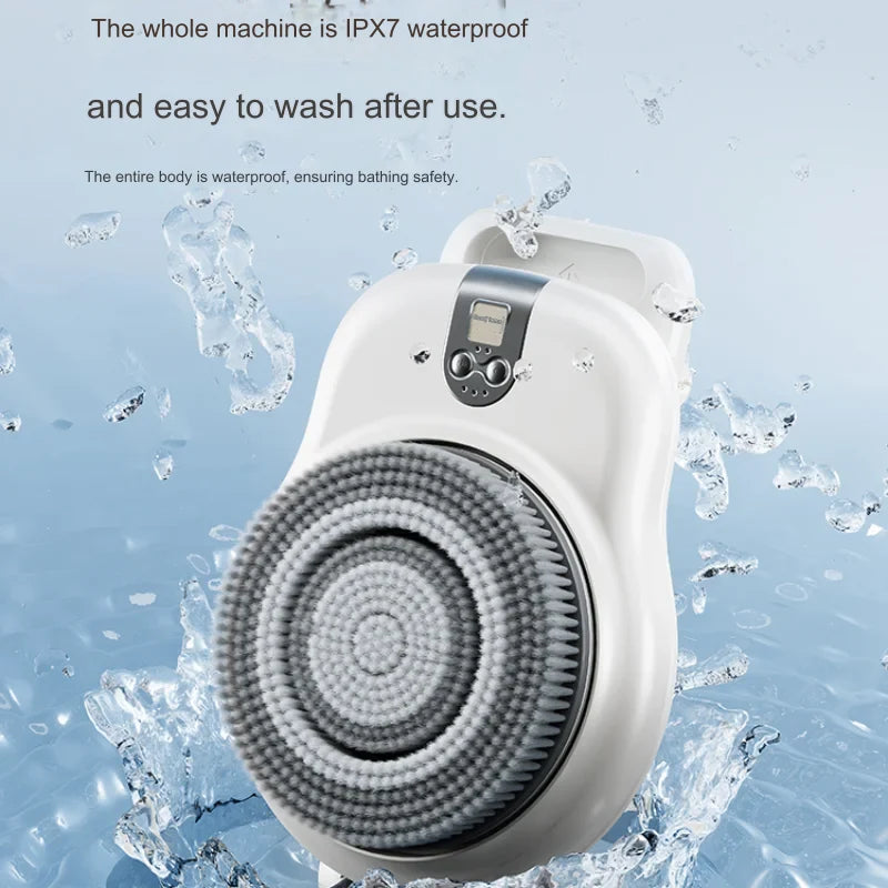 Electric Back Scrubber Wall-Mounted Rechargeable Exfoliating Massage