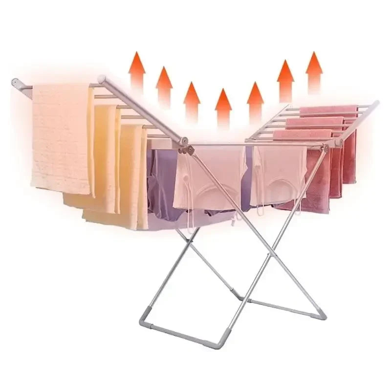 Electric Clothes Drying Rack Heated Aluminum Bars Foldable Design