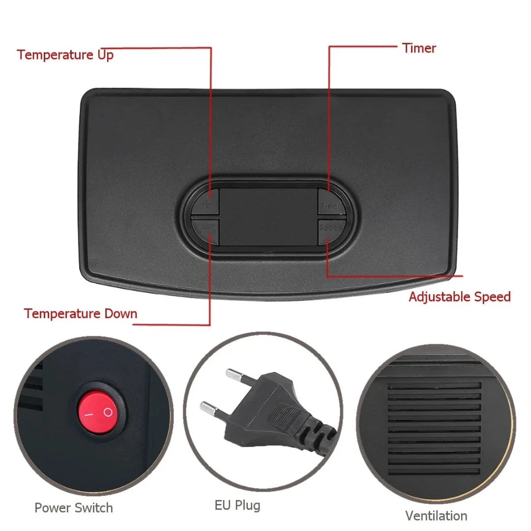 Electric Fireplace Heater Compact 1000W Flame Effect Timer