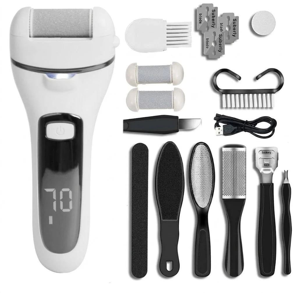 Electric Foot File Rechargeable Waterproof With 3 Rollers