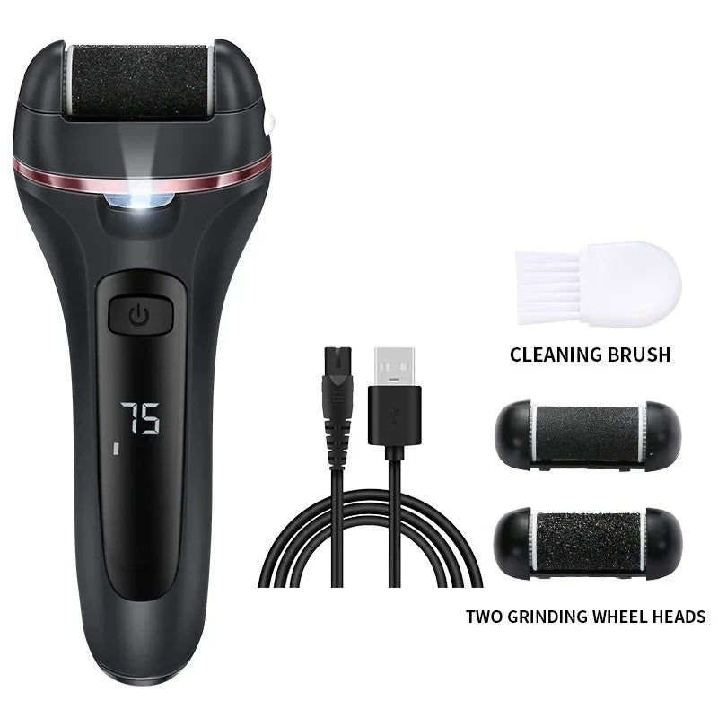Electric Foot File Rechargeable Waterproof With 3 Rollers