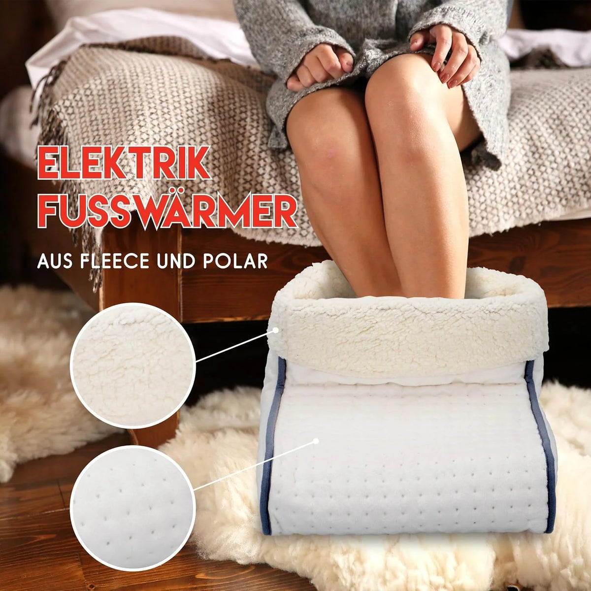 Electric Foot Warmer 3 Heat Settings Washable Lining