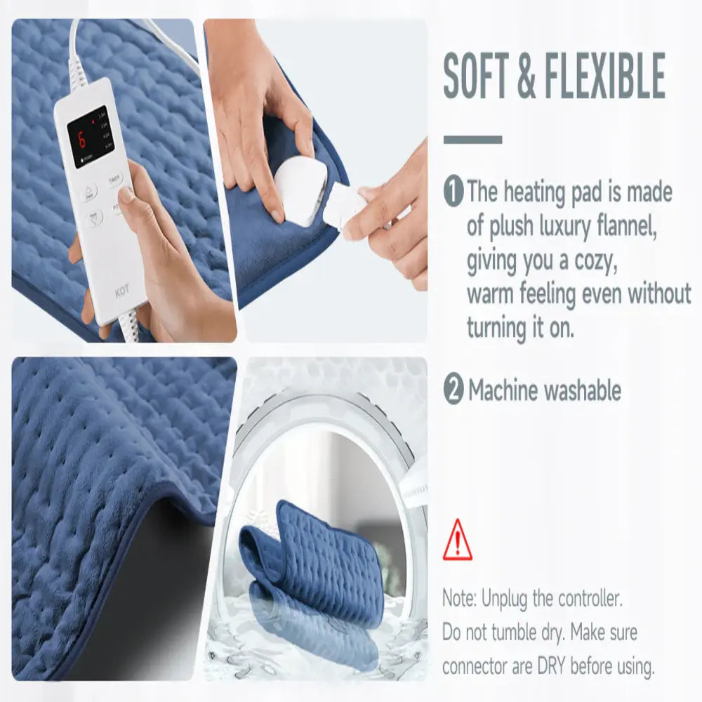 Electric Heating Pad Microplush Adjustable Heat & Auto Shutoff