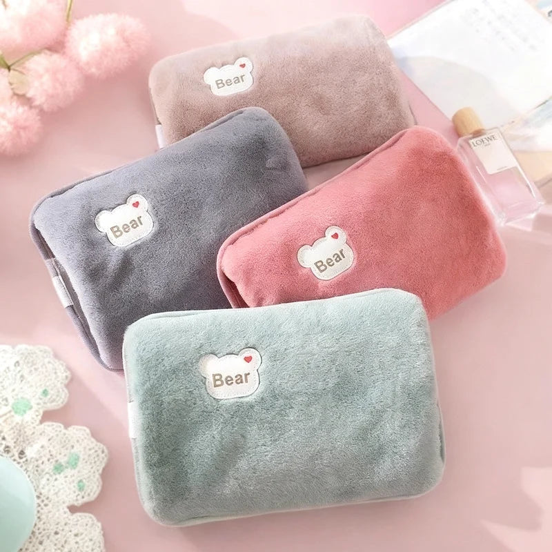 Electric Hot Water Bottle Soft Plush Cover Automatic Shut-Off