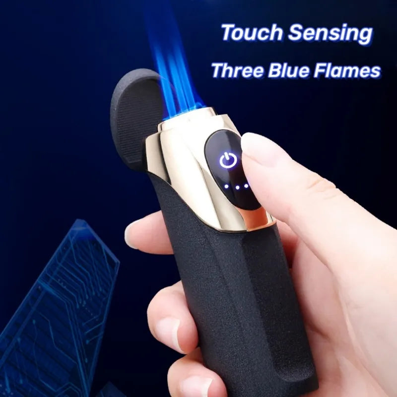 Electric Lighter Metal Tri-Flame Touch-Sense Ignition