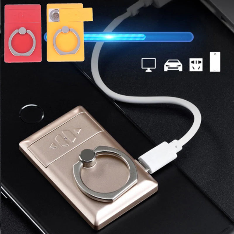 Electric Lighter Phone Stand Windproof USB Rechargeable