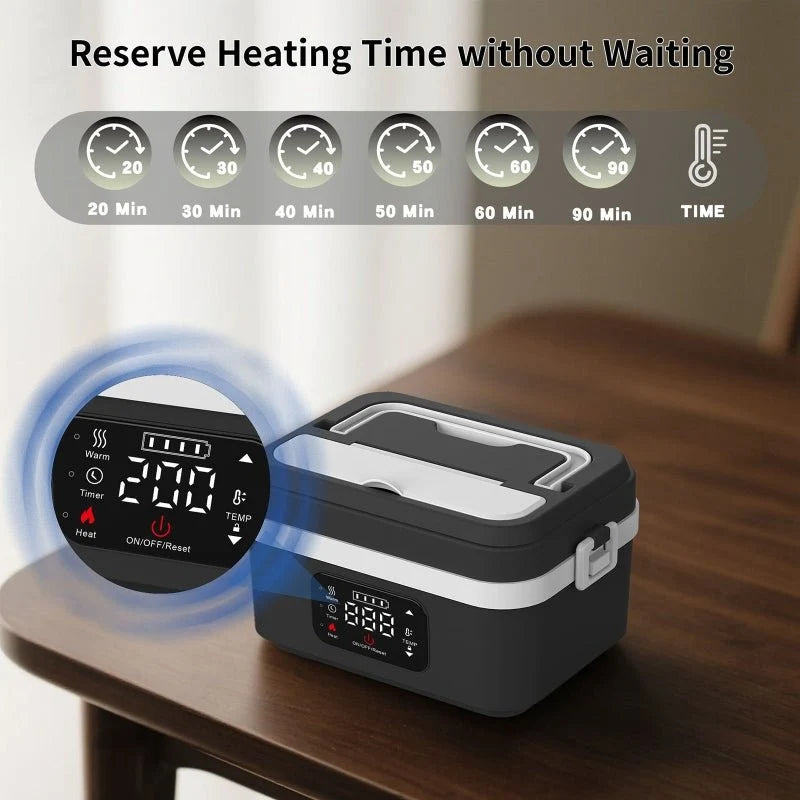 Electric Lunch Box Cordless Self-Heating Stainless Steel 1L