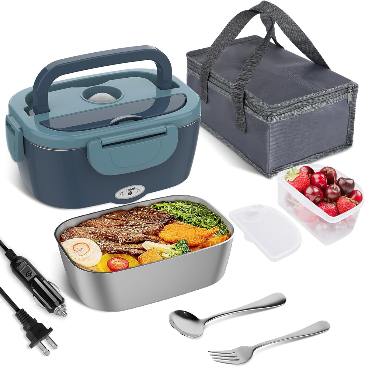 Electric Lunch Box Stainless Steel Leakproof Dual Power