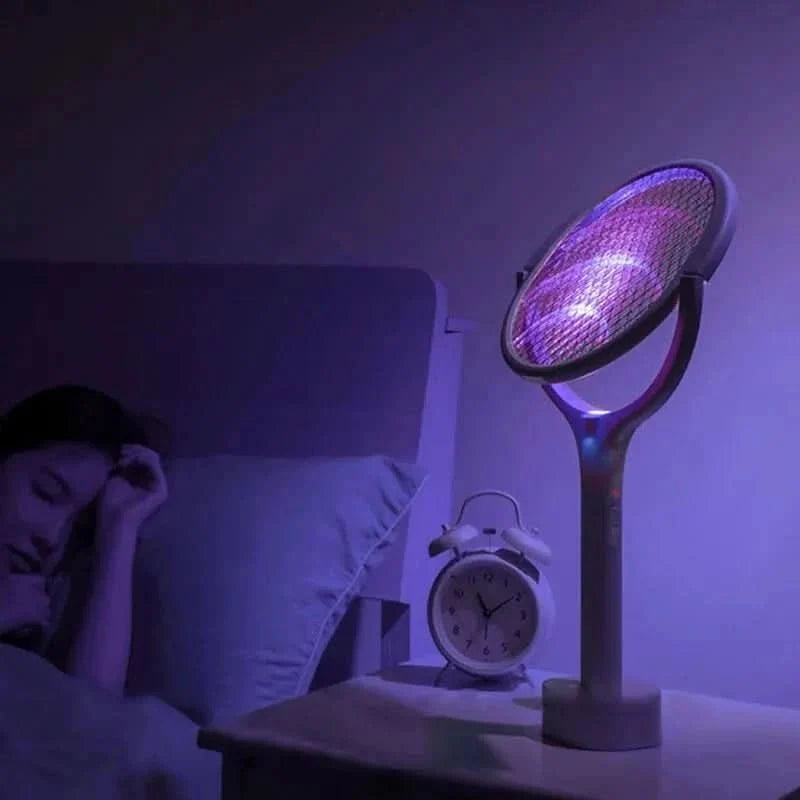 Electric Mosquito Swatter LED Lamp Adjustable Head USB Rechargeable