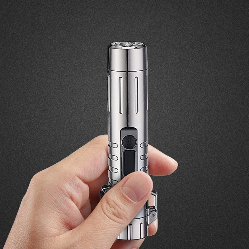 Electric Shaver Built-In Lighter USB Rechargeable Travel-Ready