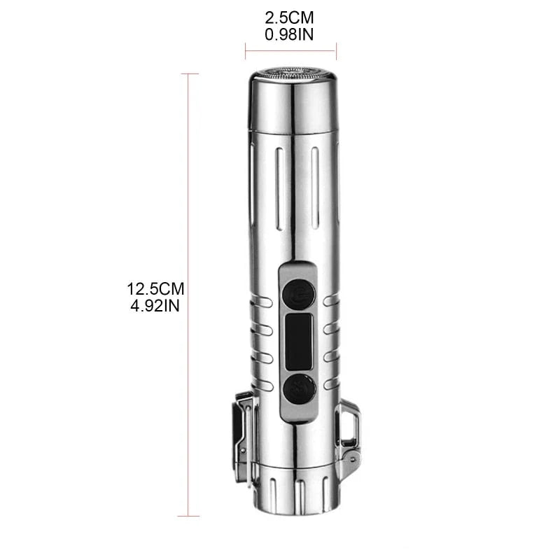 Electric Shaver Built-In Lighter USB Rechargeable Travel-Ready