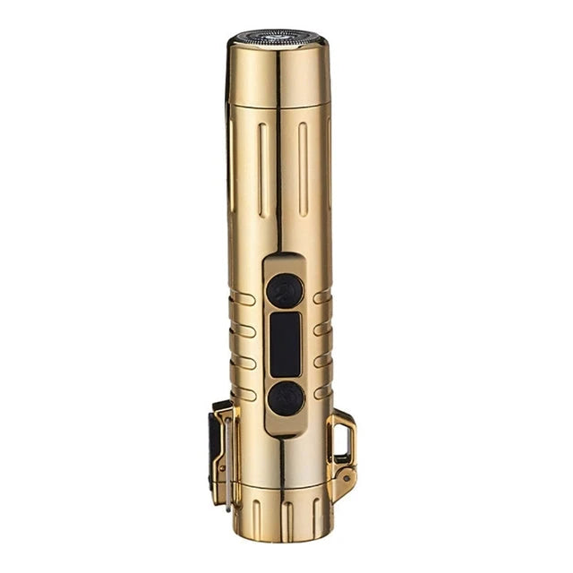 Electric Shaver Built-In Lighter USB Rechargeable Travel-Ready