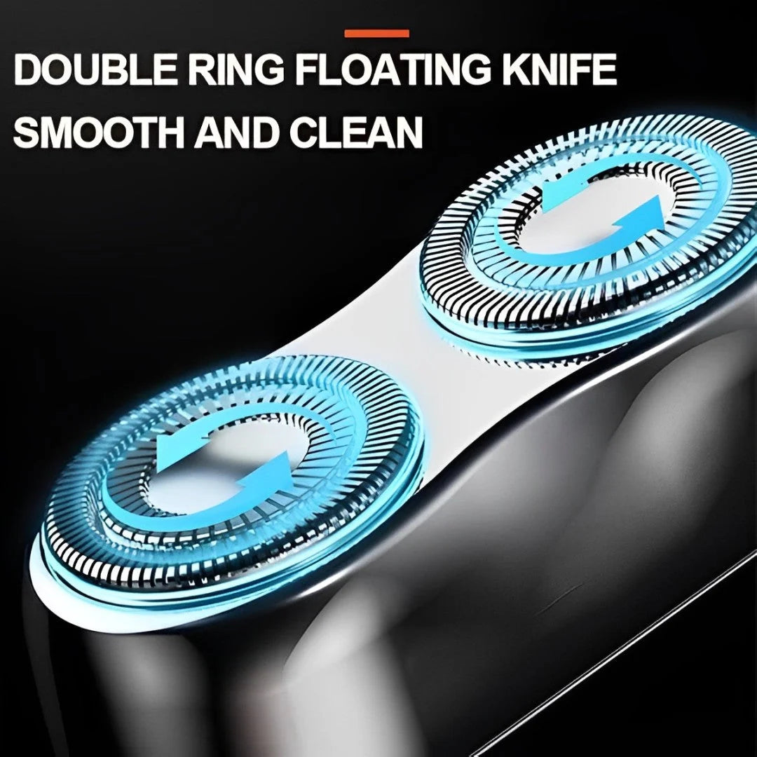 Electric Shaver Dual Floating Rotary Heads Waterproof 1-Hour Charge
