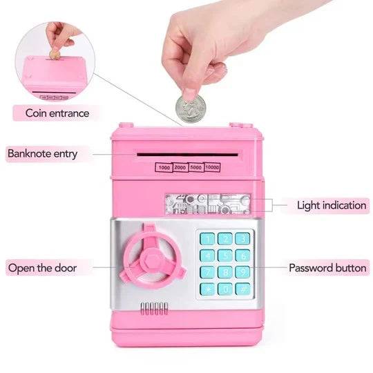 Electronic Piggy Bank Auto Bill Intake & Dual Lock