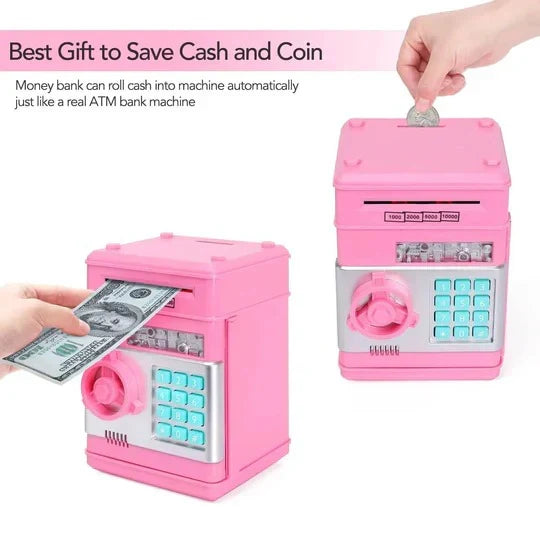 Electronic Piggy Bank Auto Bill Intake & Dual Lock