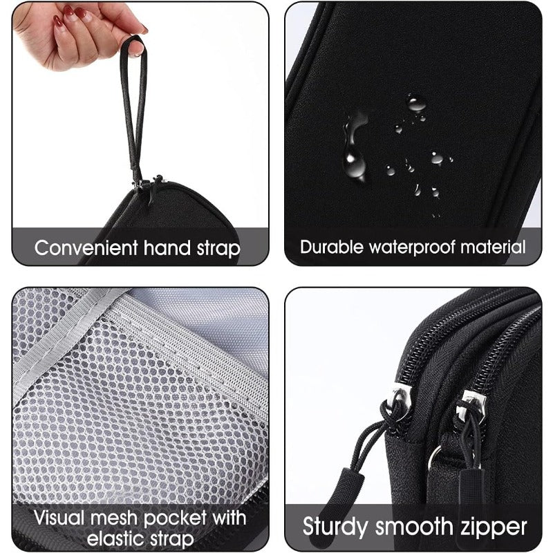 Electronics Organizer Pouch Waterproof Nylon Double-Layer 11 Pockets