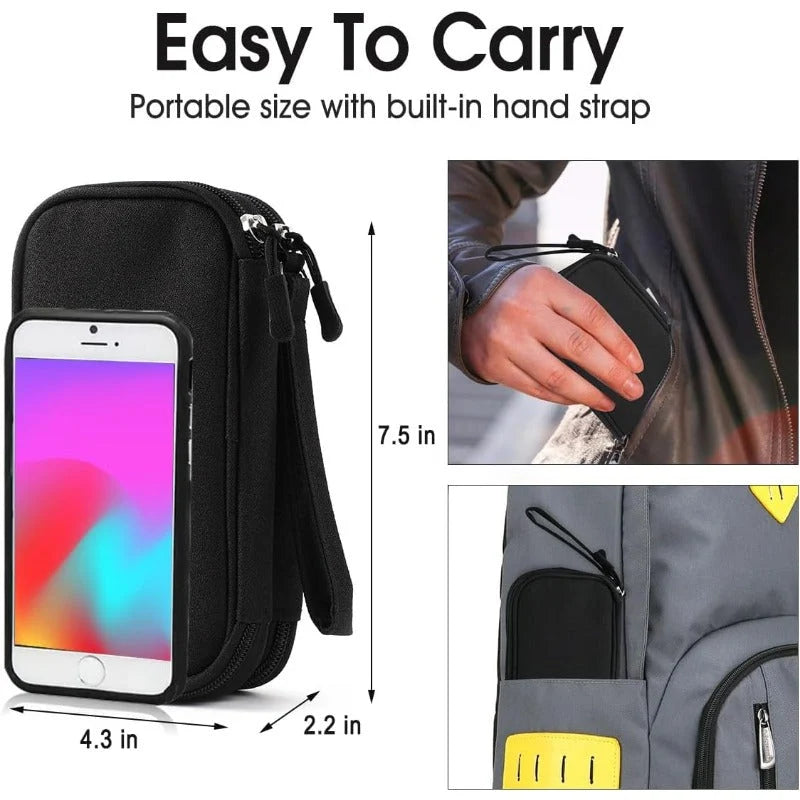 Electronics Organizer Pouch Waterproof Nylon Double-Layer 11 Pockets