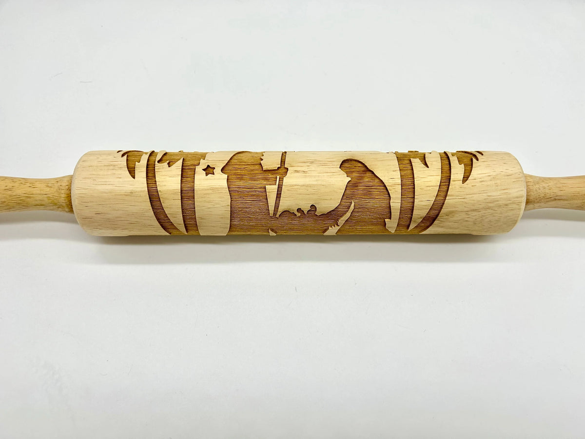 Embossing Rolling Pin Laser-Cut Nativity Scene