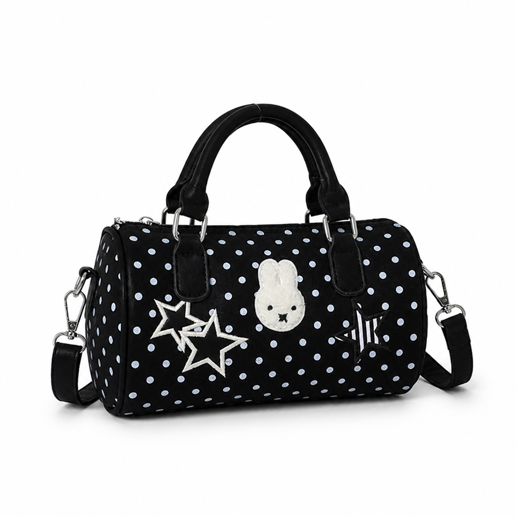 Embroidered Polka Dot Adjustable Strap Handbag