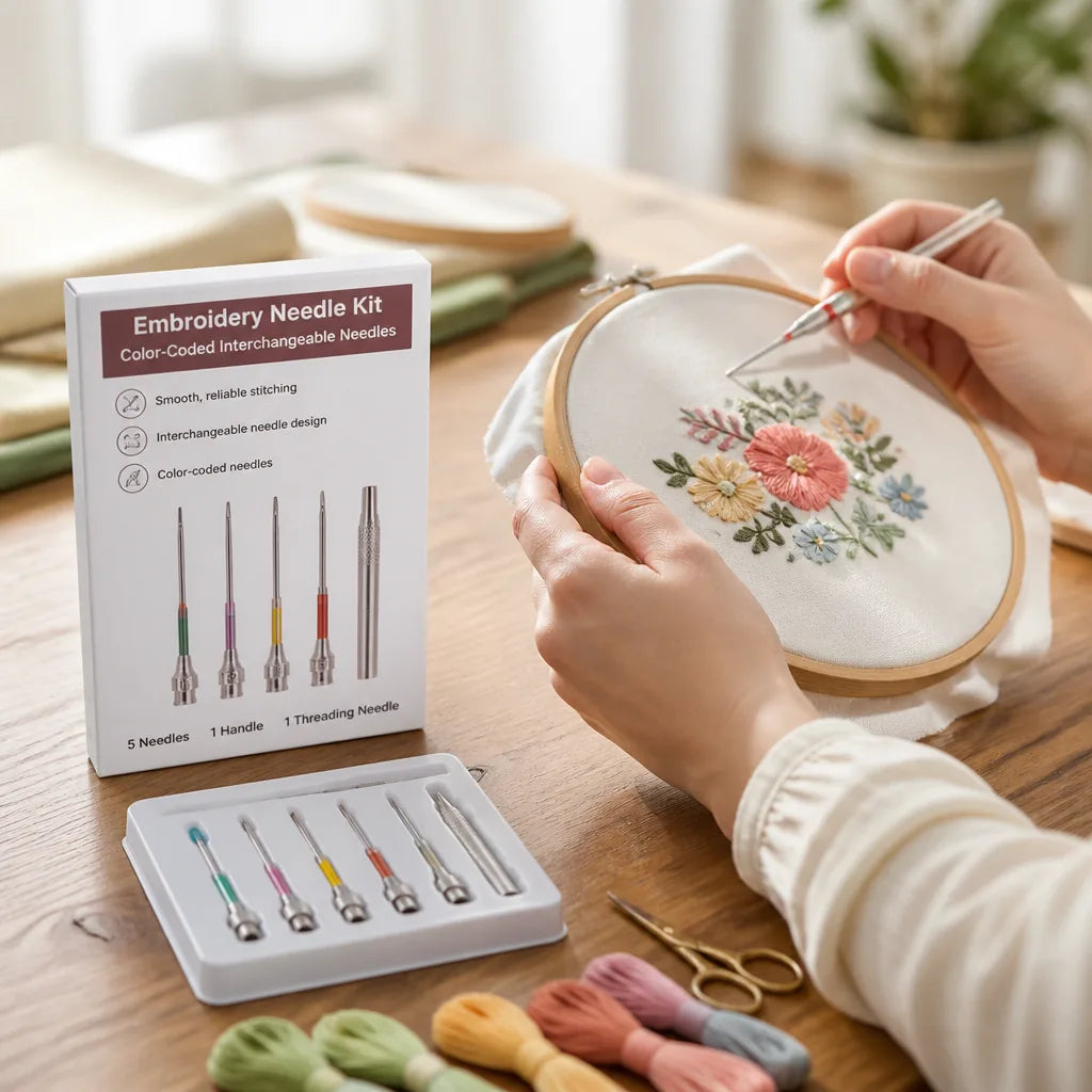 Embroidery Needle Kit Color-Coded Interchangeable Needles