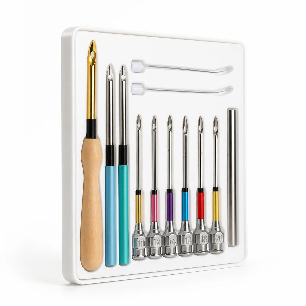 Embroidery & Punch Needle Kit Precision Needles Ergonomic Handle