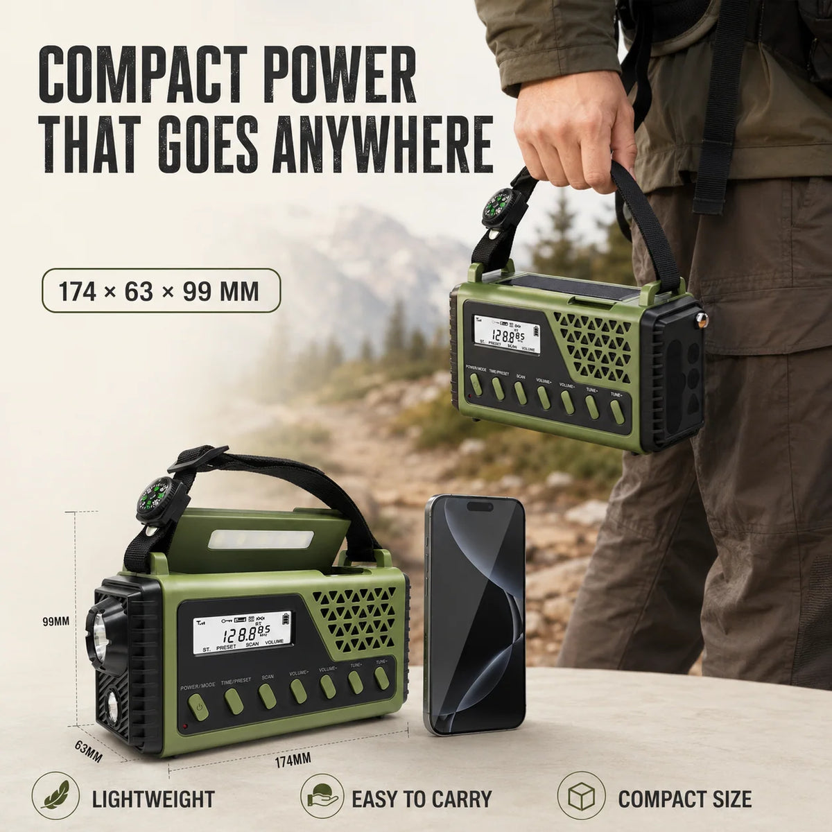 Emergency Radio Hand Crank & Solar Charging 10,000 mAh Battery