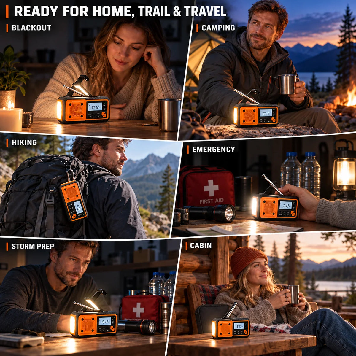 Emergency Radio Hand Crank & Solar Charging Bluetooth Flashlight