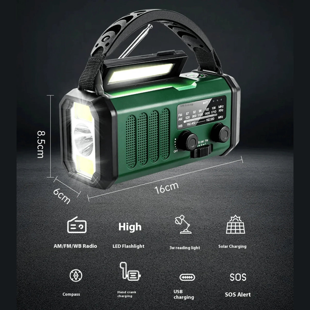 Emergency Radio NOAA Solar Hand Crank USB Charging