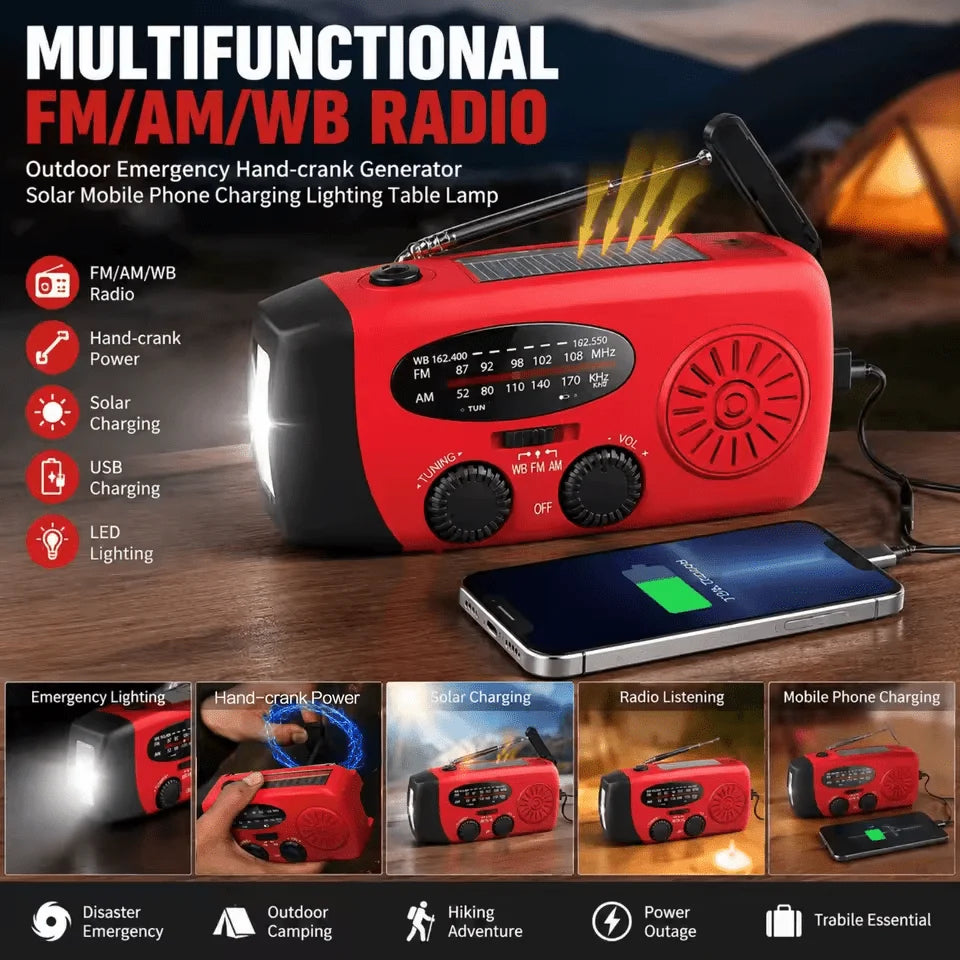 Emergency Radio Solar & Hand Crank Charging NOAA_receiver
