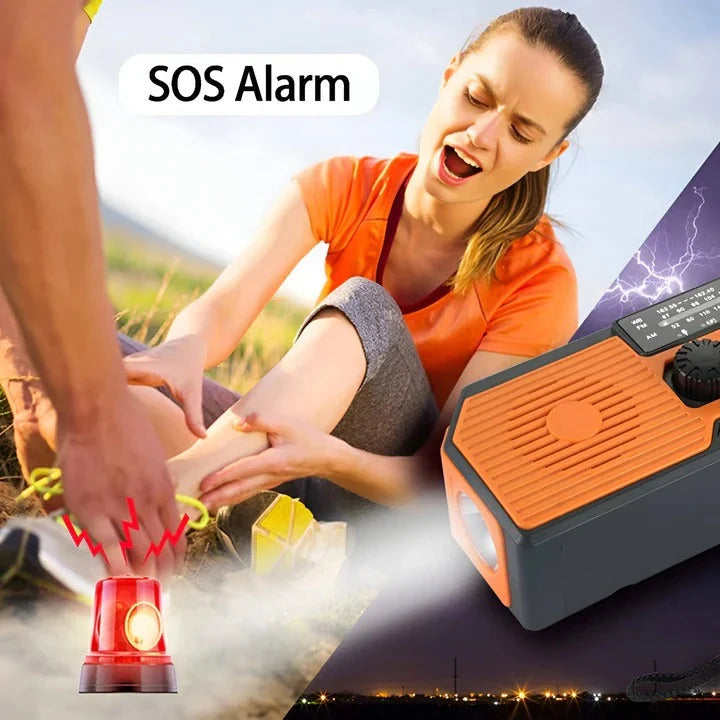 Emergency Radio Solar & Hand Crank Powered USB Phone Charging 5000mAh Battery
