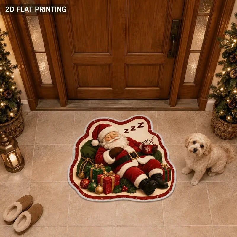 Entrance Mat Santa-Shaped Non-Slip Backing