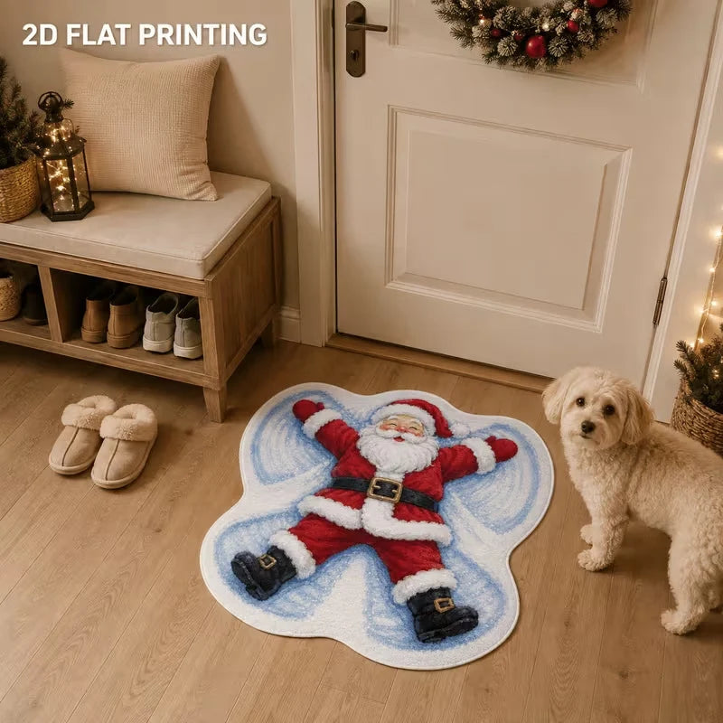 Entrance Mat Santa-Shaped Non-Slip Backing