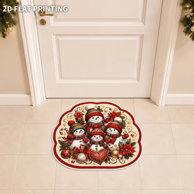 Entrance Mat Santa-Shaped Non-Slip Backing