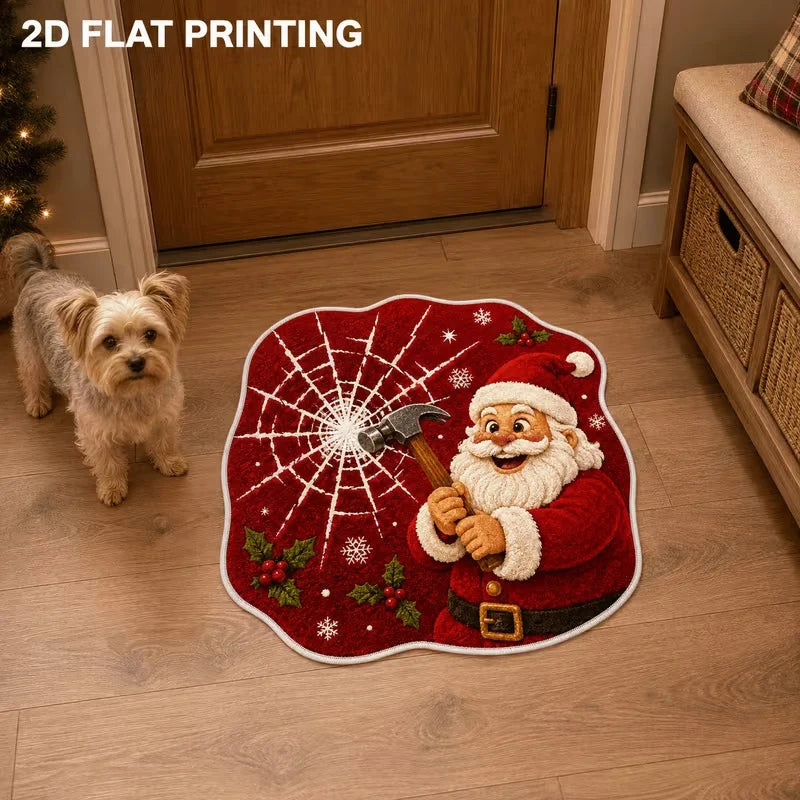 Entrance Mat Santa-Shaped Non-Slip Backing