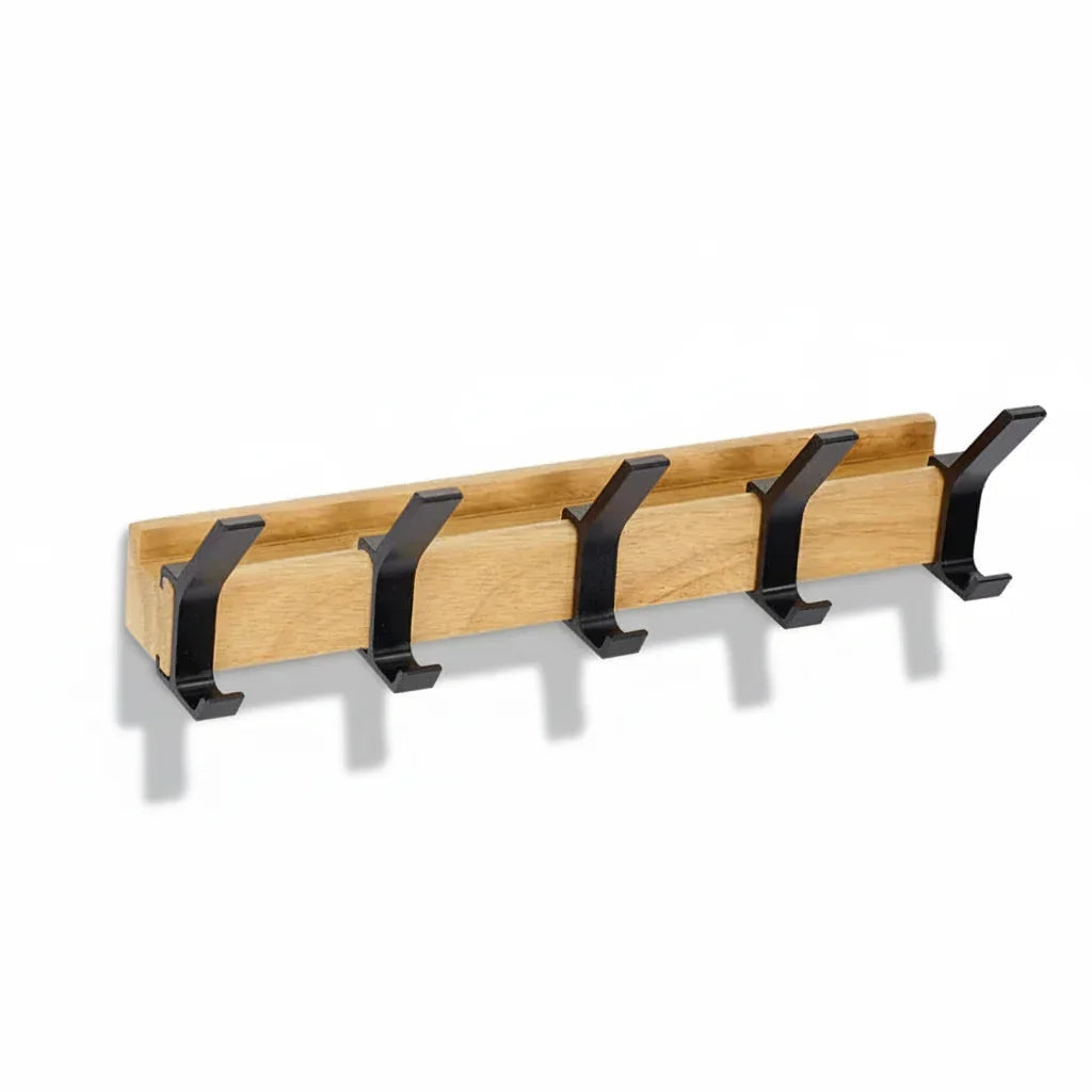Entryway Coat Rack Scandinavian Wood Rounded Pegs & Generous Spacing
