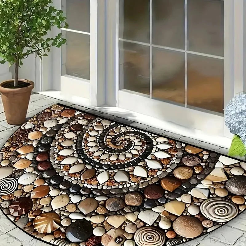 Entryway Mat Semicircular Seashell Design Non-Slip Surface