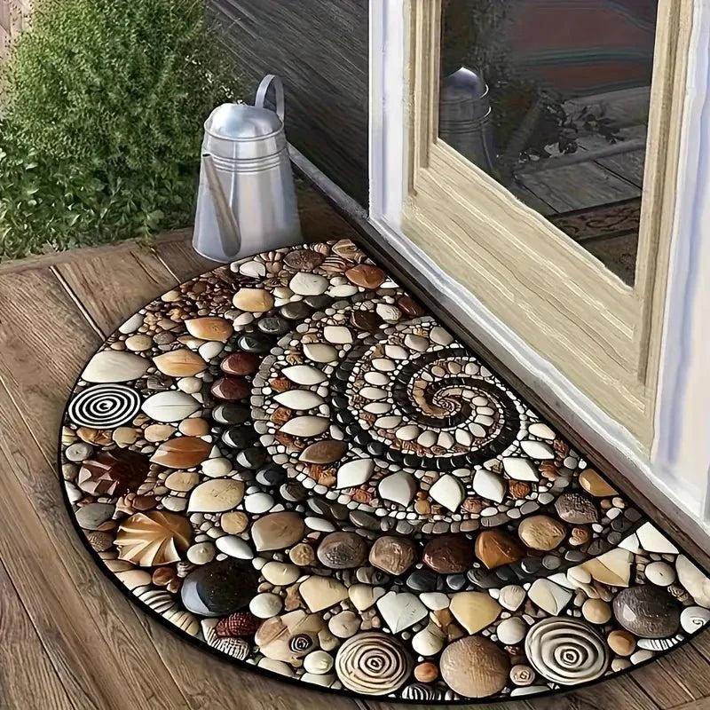 Entryway Mat Semicircular Seashell Design Non-Slip Surface