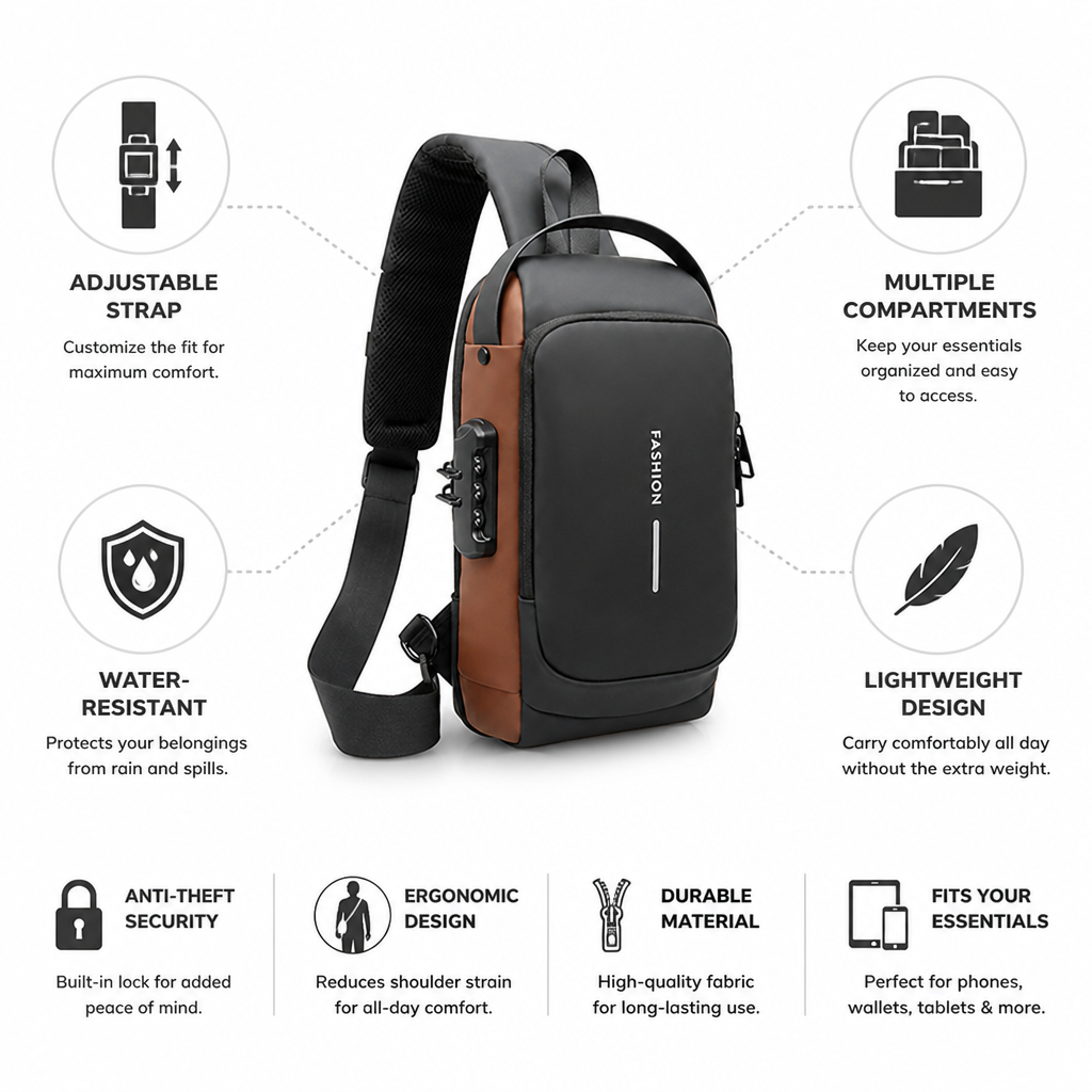 Ergonomic Adjustable Strap Crossbody Bag