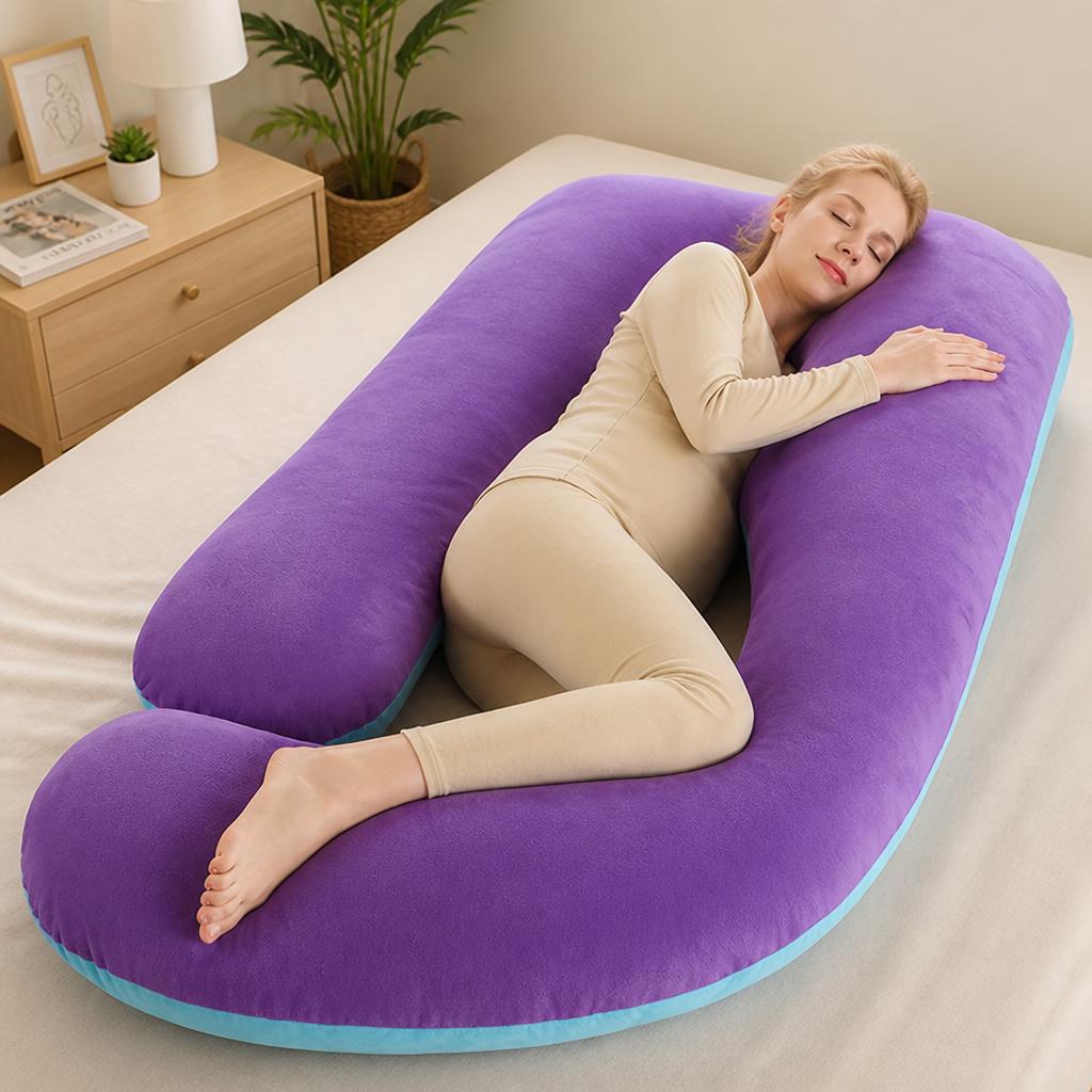 Ergonomic Breathable Pregnancy Body Pillow (Removable Washable Cover)