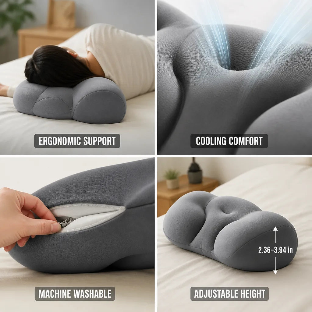 Ergonomic Contour Pillow Cooling Memory Foam Neck Support