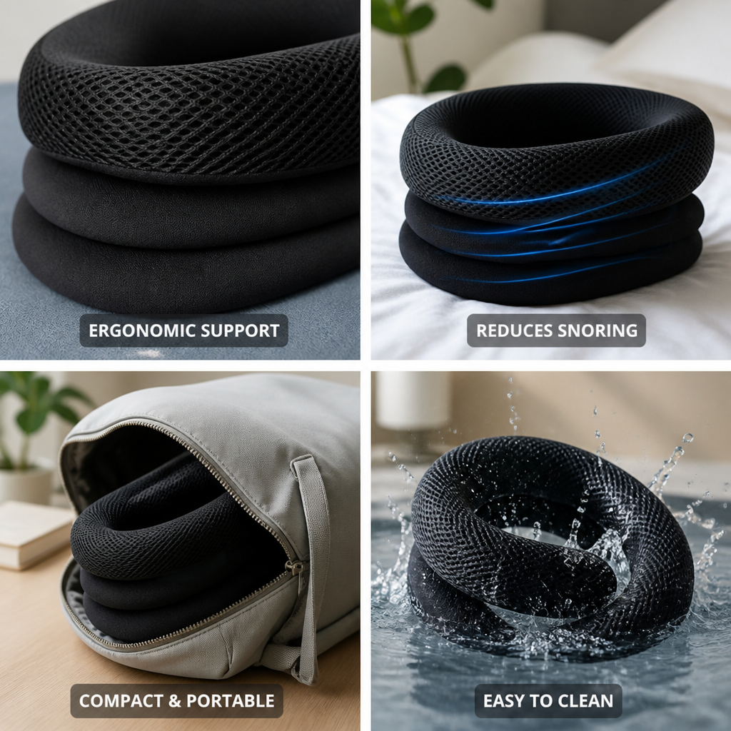 Ergonomic Contour Snore-Reducing Neck Support Pillow